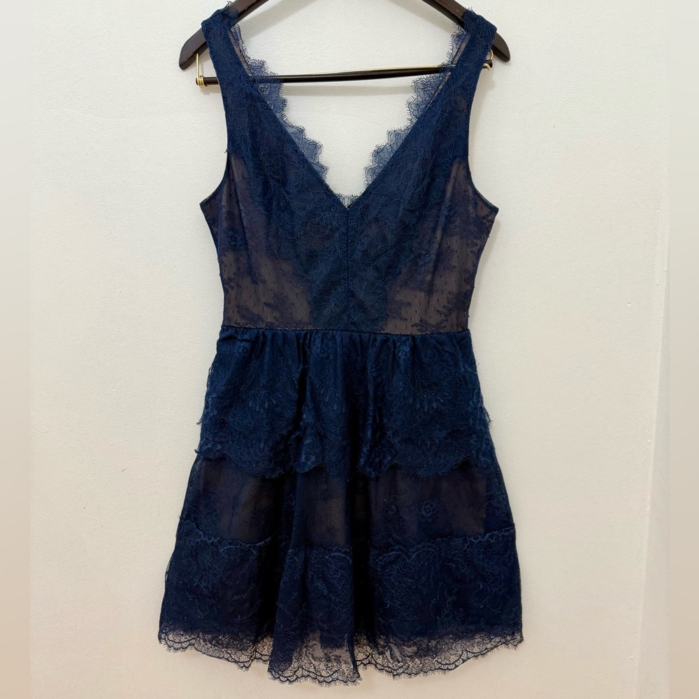 Elegant Navy Lace Dress